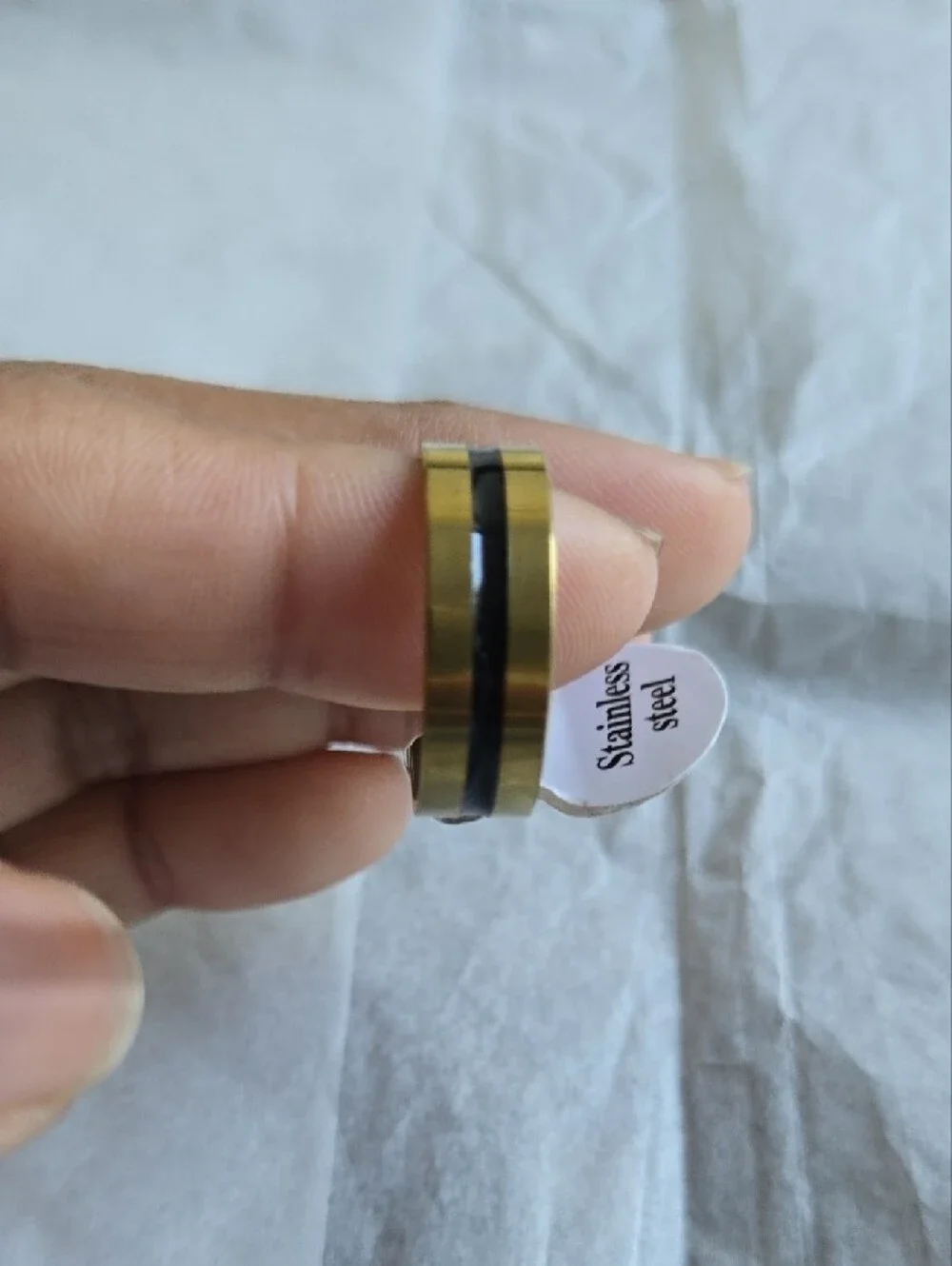 Gold and Black Men’s Dual-Stripe Ring/Band